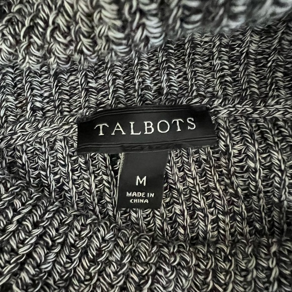 Talbots - split neck grey marled sweater sz M - NWOT - Picture 5 of 7